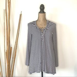 Vintage Havana Striped Lace-up Swing Hoodie